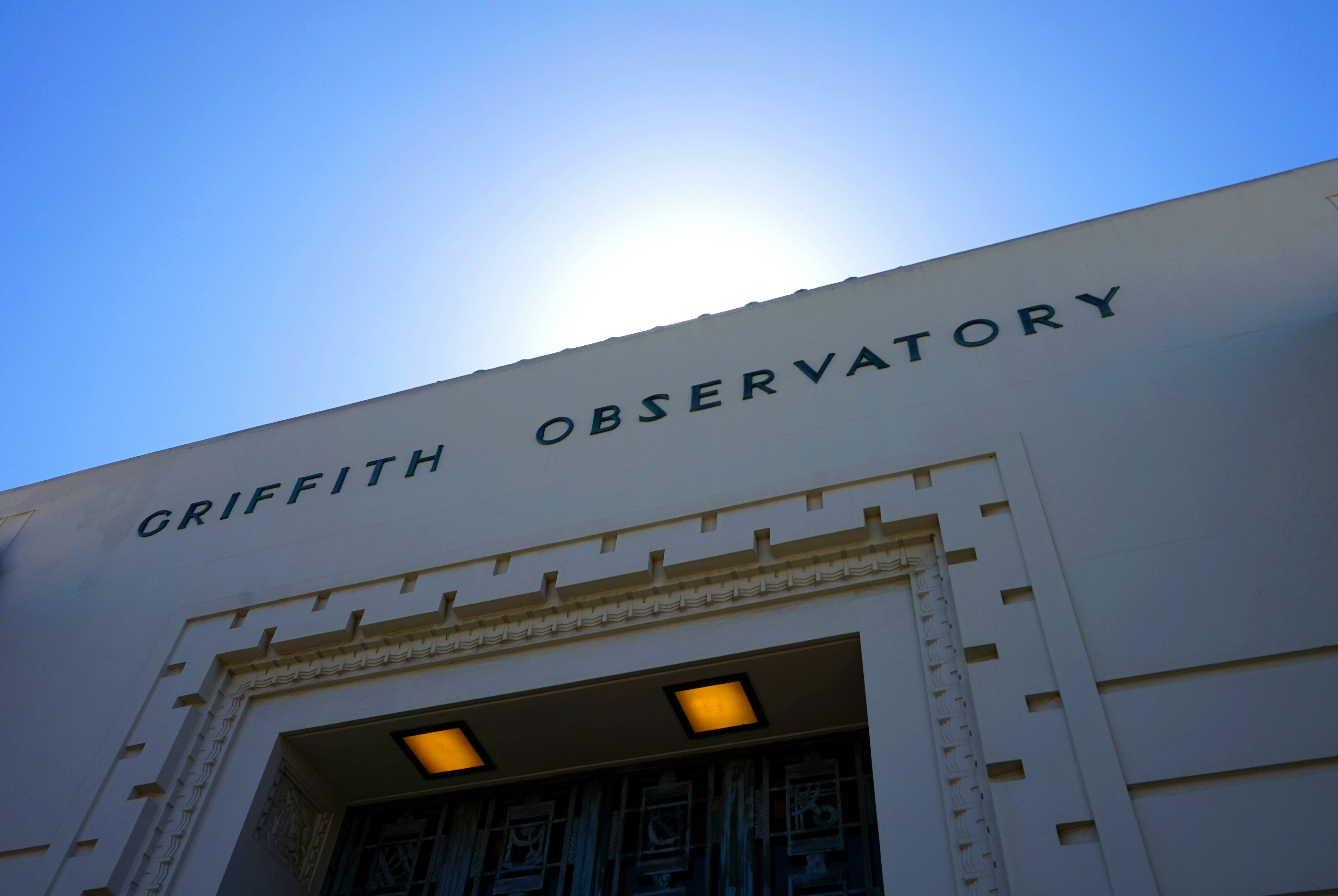 Close up of Griffith Observatory Entrance in Los Angeles