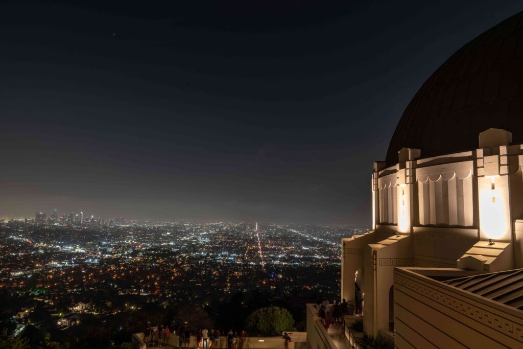 Los Angeles city lights seen from Griffith Observatory at night