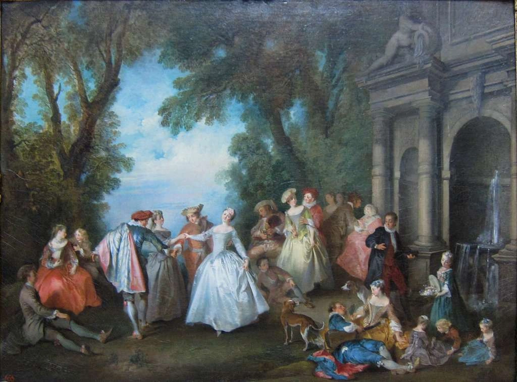 Dance before a Fountain npainting by Nicolas Lancret in the Getty Center in LA